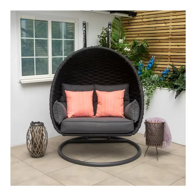 

Luxury Outdoor Furniture Rope Hanging Swing Egg Chair Double Seat Swing Egg Chair