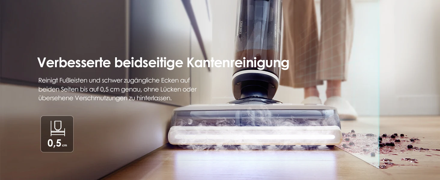 Tineco Floor One S7 Steam Kabelloser Dampfmopp-Bodenreiniger für hartnäckigen Schmutz auf Hartböden mit selbstreinigendem Sieb, Kantenreinigung, Selbstantrieb, ideal für Kinder/Haustiere – Detail 14
