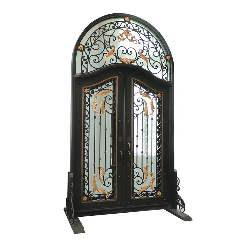La porte d'entrée principale en fer fabriquée à la main d'élégance combine des grilles de sécurité e