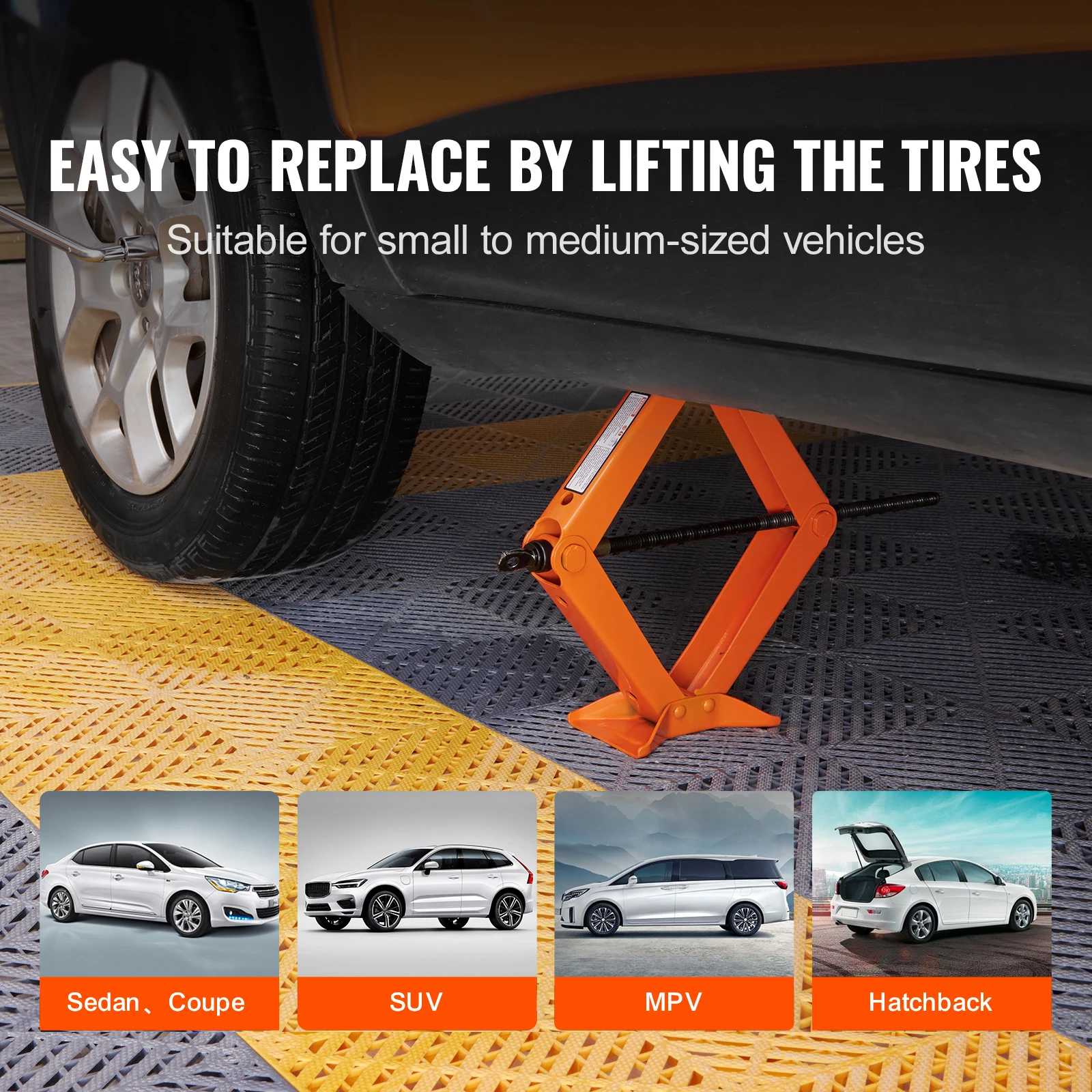 SucceBuy Scissor Jack 2.5 Ton Scissor Car Jack 3.7"-17.1" Lifting Range Scissor Lift Jack Portable Tire Jack for Car Truck SUV