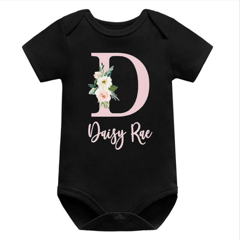 

Personalized Baby Name Print Bodysuit Letter Pink Floral Prints Baby Girl Clothes Baby Girl Nursery Baby Romper Baby Gift m