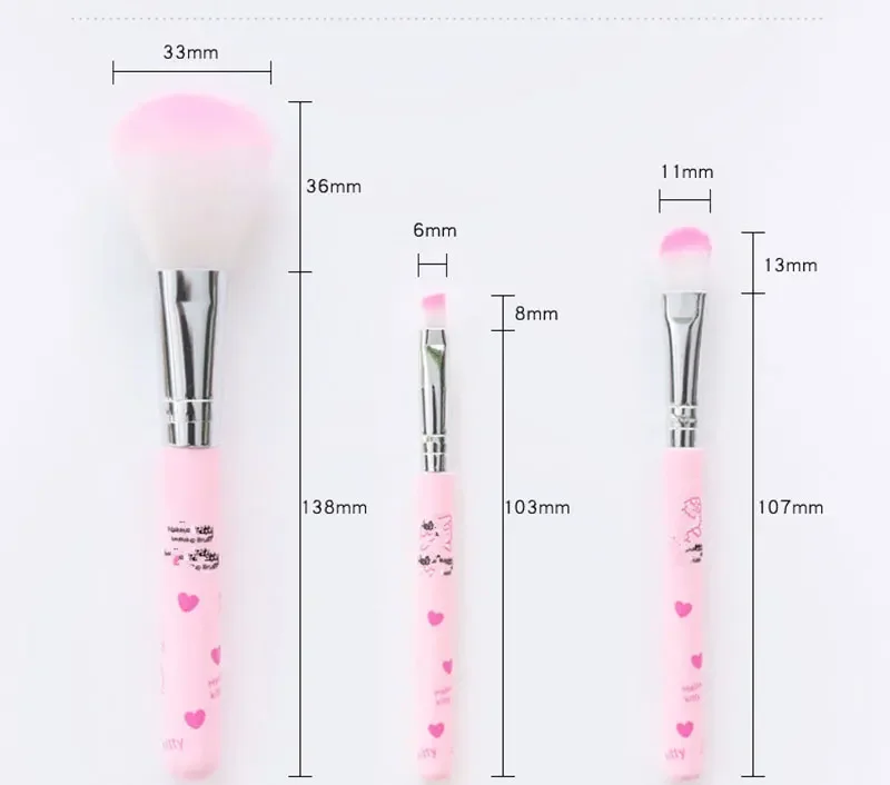 Sanrio Makeup Brush Set Hello Kitty Anime Fashion Jewelry Blush Eyebrow Lip Eyeshadow Brush Beauty Tools Girls Gift With Box