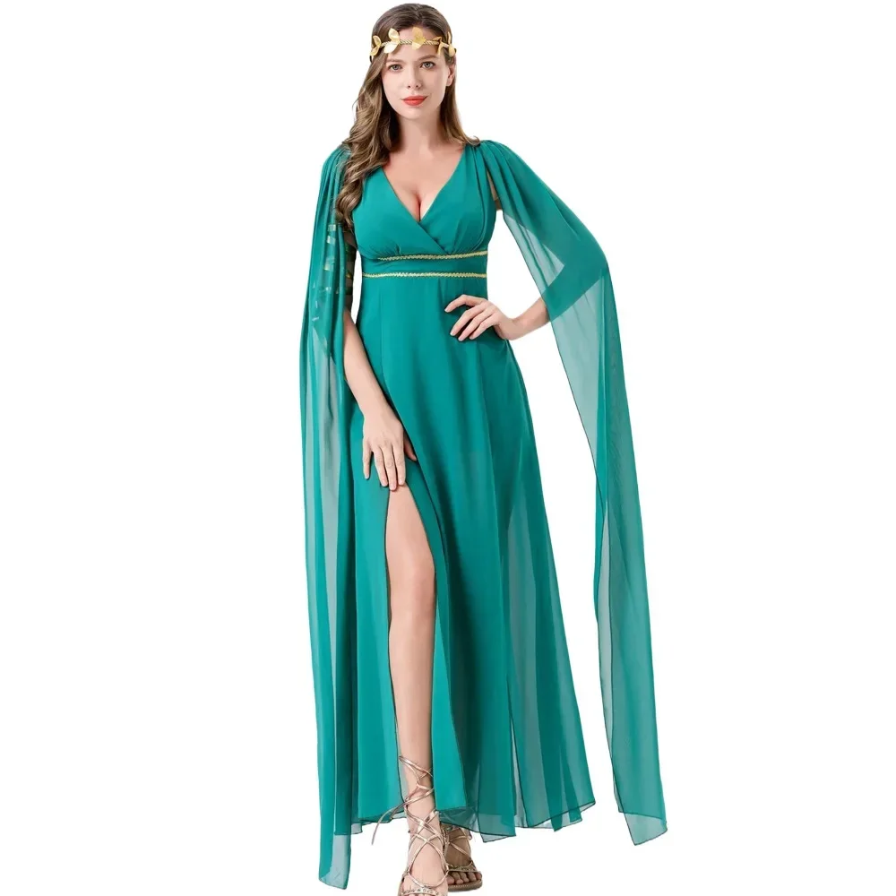 

Cosplay Costume Women Adult Halloween Women Costume Palace Dress Queen Party Dress Green Danganronpa Cosplay Goddess