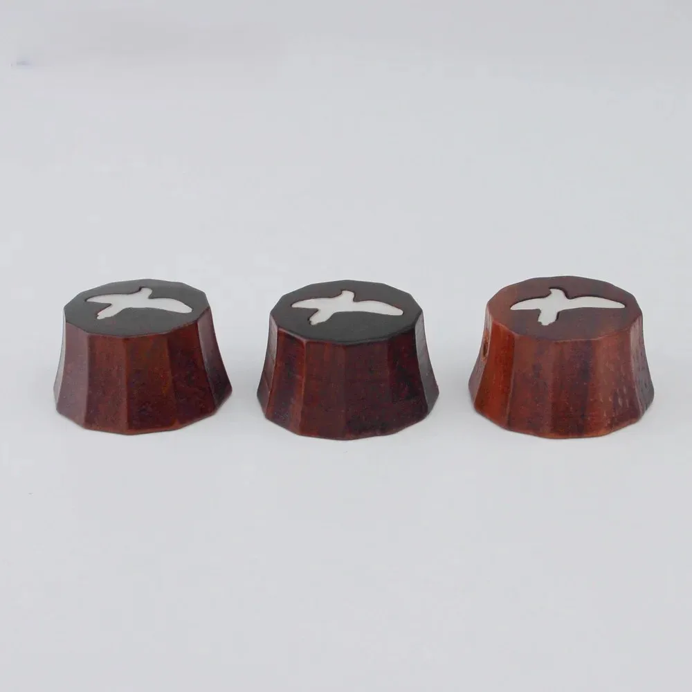 PRS Style Sandalwood Red/Ebony Potentiometer Knob  ,Surface Pattern Bird ,Bass Guitar