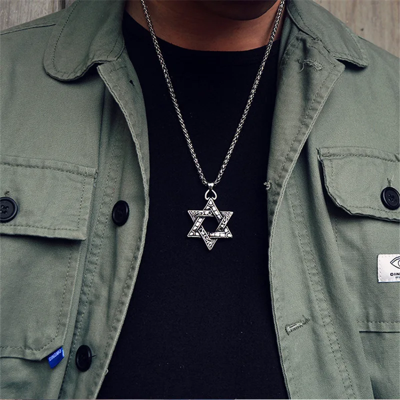 Necklace luxury hip-hop simple Joker neutral six-pointed star pendant jewelry clavicle chain