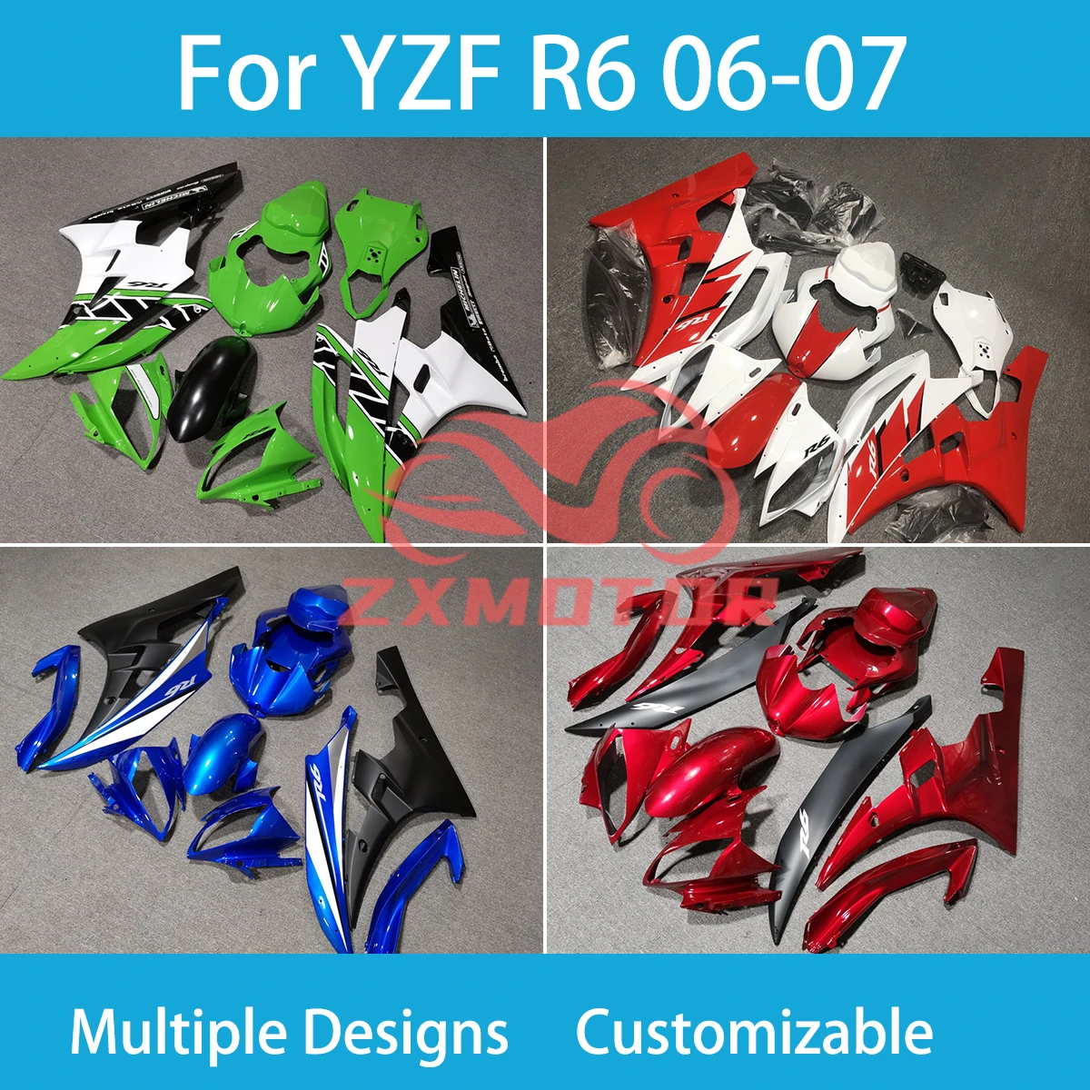 

YZF R6 06 07 ABS Plastic Fairing Kit for Yamaha YZF R6 2006 2007 Motorcycle Free Customization Injection Fairings Panel Set New