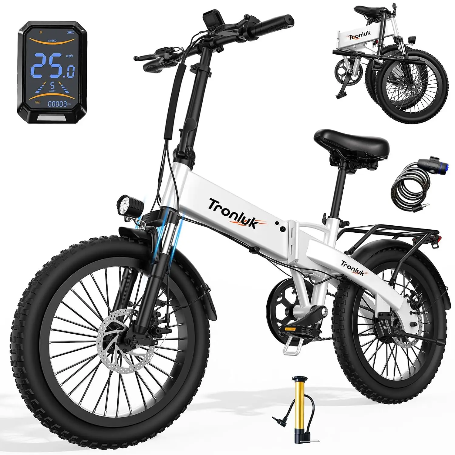 Electric Bike 520W-1200W 20-28MPH 32 Miles 48V 10Ah 3-Level Pedal Assist 14