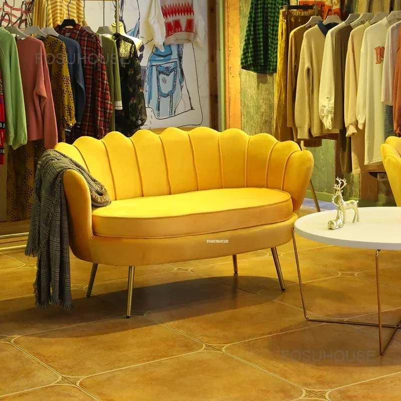 #Nordic Flannel Single Sofa Light Luxury Living Room sofas Home Furniture Comfortable Lounge Chair Beauty Salon Clothing Store