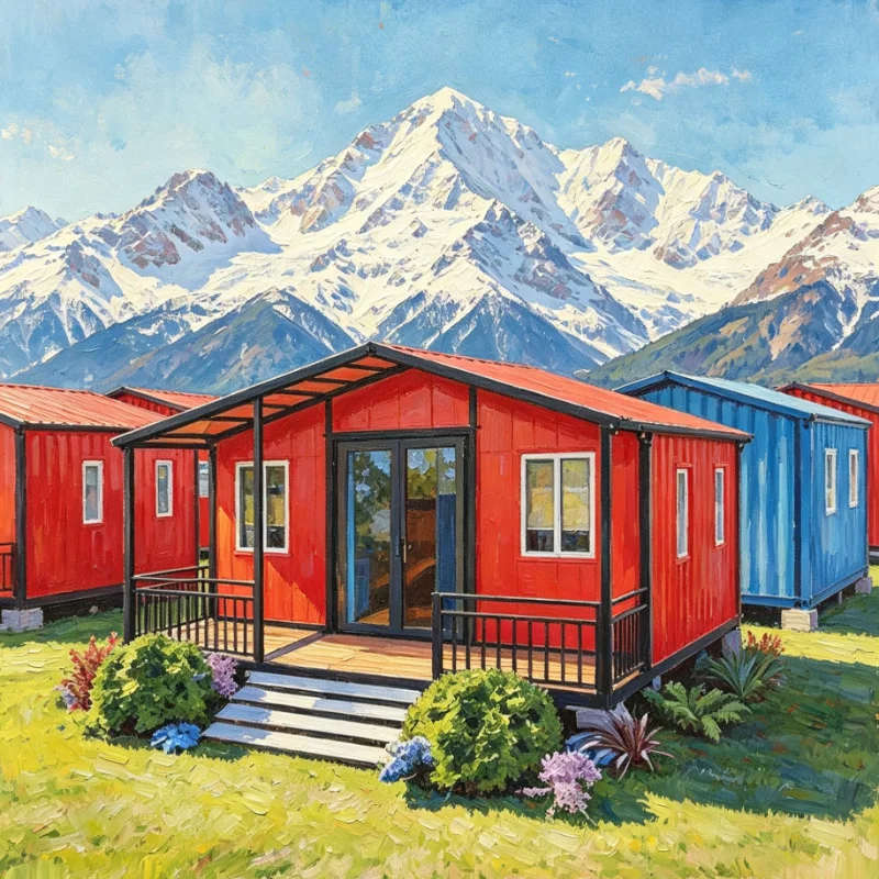 Customized 20ft Foldable Prefab House 2 Bedrooms 1 Bathroom Kitchen Steel Frame Container Home Light Weight Portable