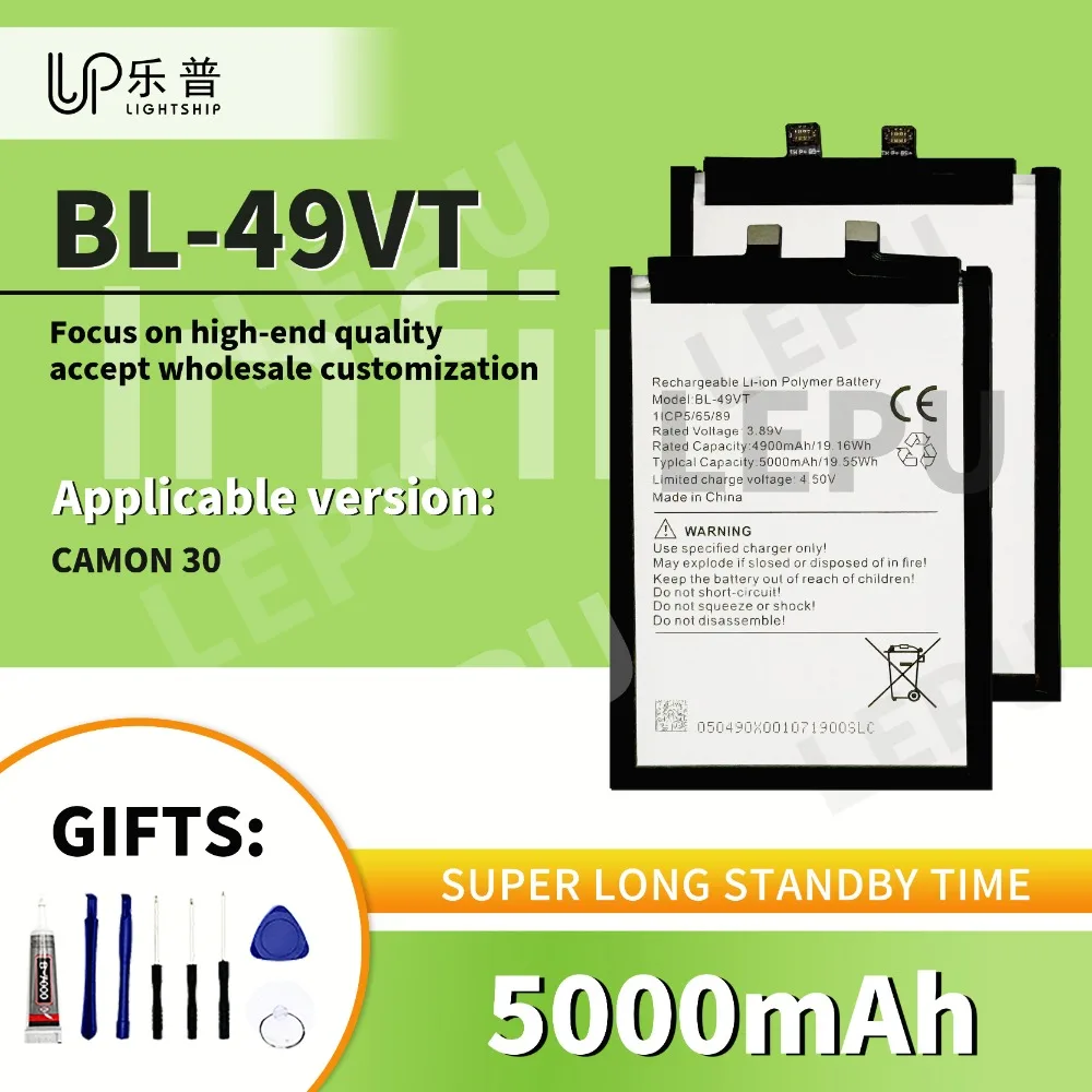 

Replacement Battery INFINIX TECNO CAMON 30 5000mAh Battery BL-49VT for TECNO CAMON 30 with Free Tool Original Battery BL-49VT