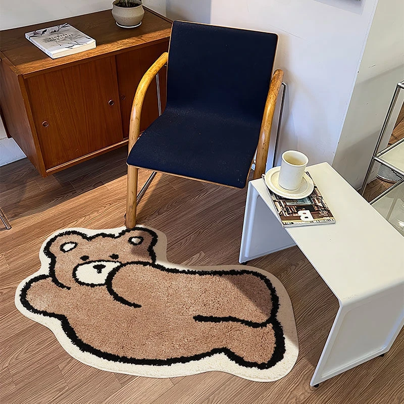 Cartoon Bear Carpet Anti Slip Soft Rug for Living Room Faux Cashmere Bedside Area Rugs Bedroom Floor Mat Room Entrance Doormat러그