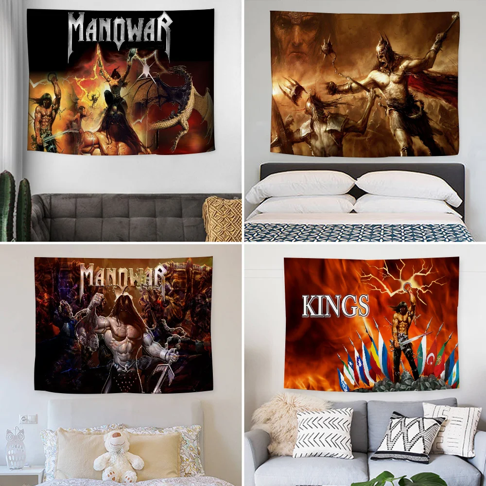 

M-Manowars Heavy Rock Band Tapestry Decoration party Background Hanging Cloth Bedroom Tapestry Room Decor Aesthetic