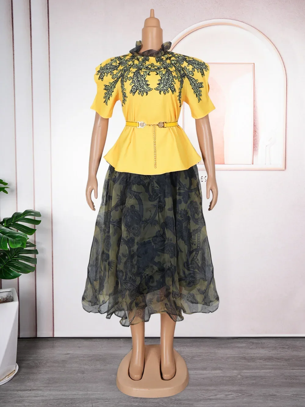 الملابس الأفريقية للنساء 2 قطعة مجموعات بلوزات وتنانير الدعاوى Dashiki أنقرة وتتسابق ثوب حجم كبير فساتين حفلات الزفاف 2025 #6