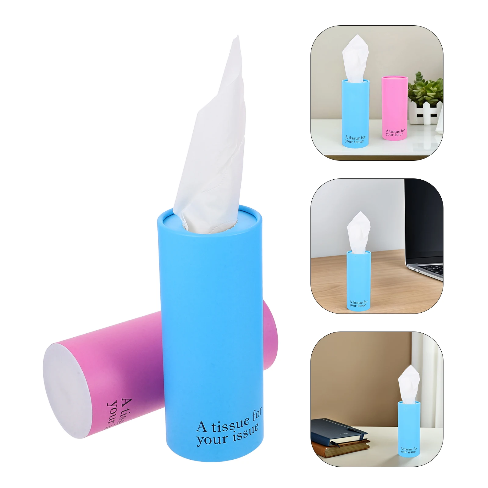 4pcs Car-mounted Round Tissue Cylinder Container Soft Paper Tissues Travel Car Cup Holder Refillable Office Use