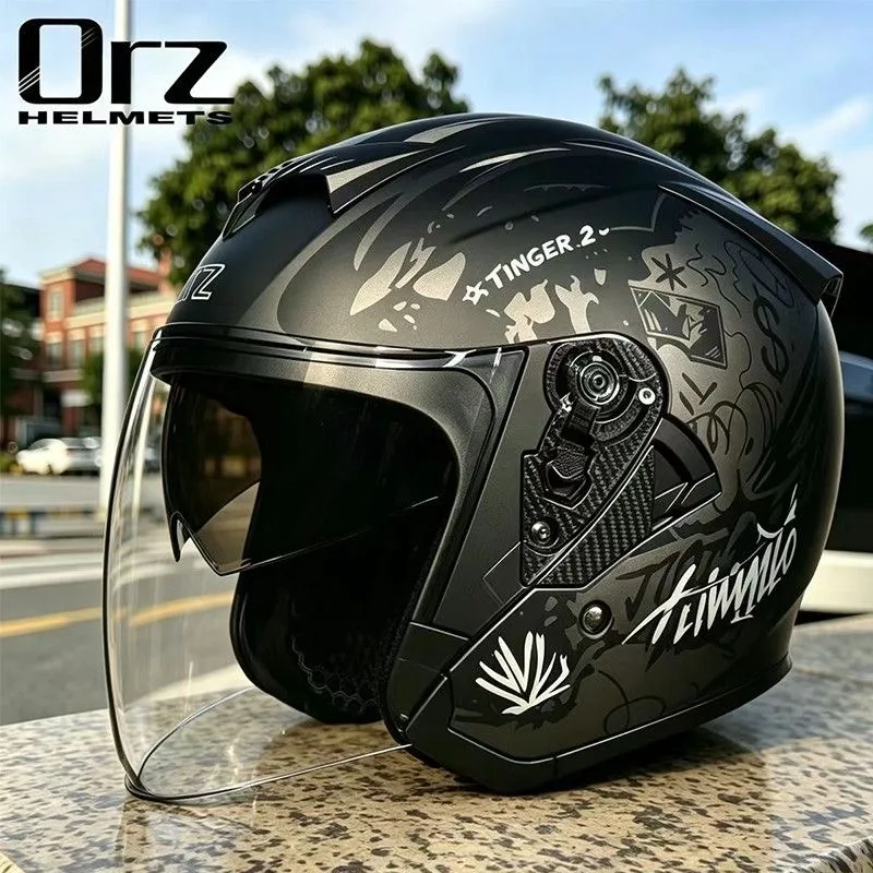 Hot Motorcbike 4/3 Helmet Dual Lens Capacity De Moto Helmet Half Face Summer Casco Moto Street Four Seasons Bluetooth Helmet