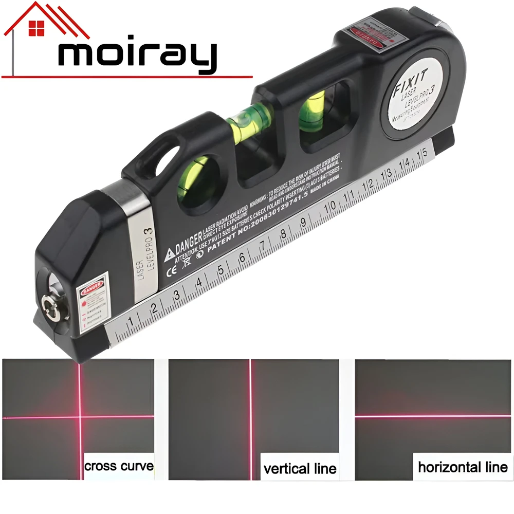 Laser Level Line Tool, Multipurpose Laser Level Kit with Tripod, Standard Cross Laser Level Tool with Metric Rulers 8ft/2.5M