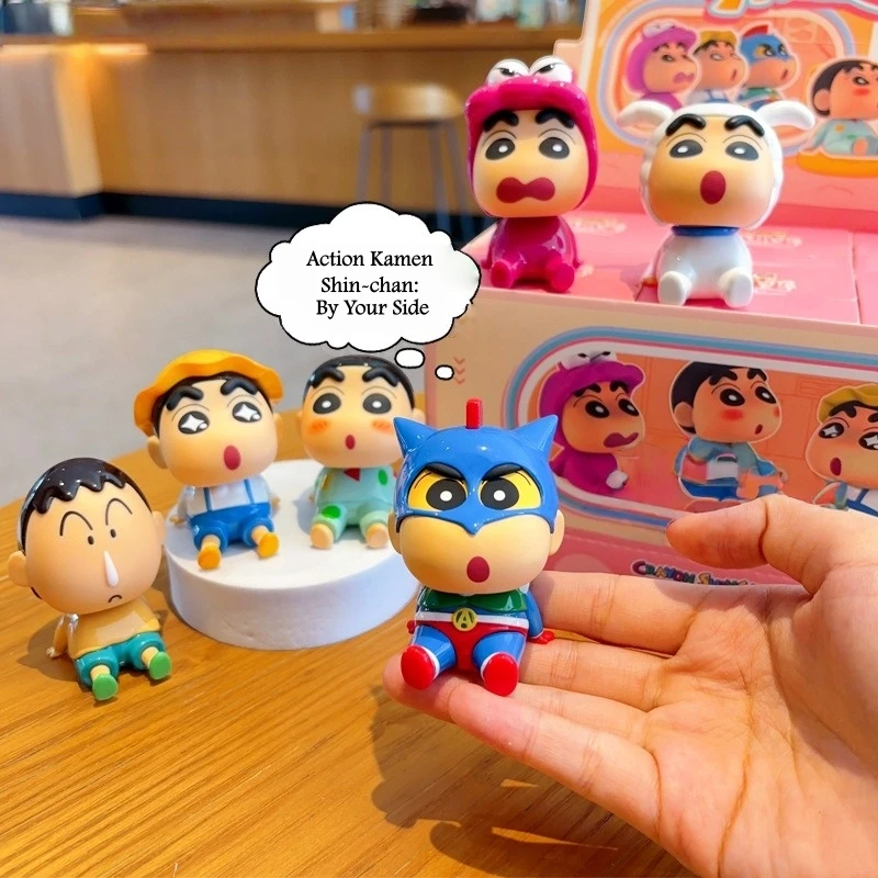 

Оригинальная коллекционная фигурка-башкотряс Шин-чан из серии «Сидящие в ряд», в слепой коробке, для декора автомобиля, милый подарок для друзей и семьи