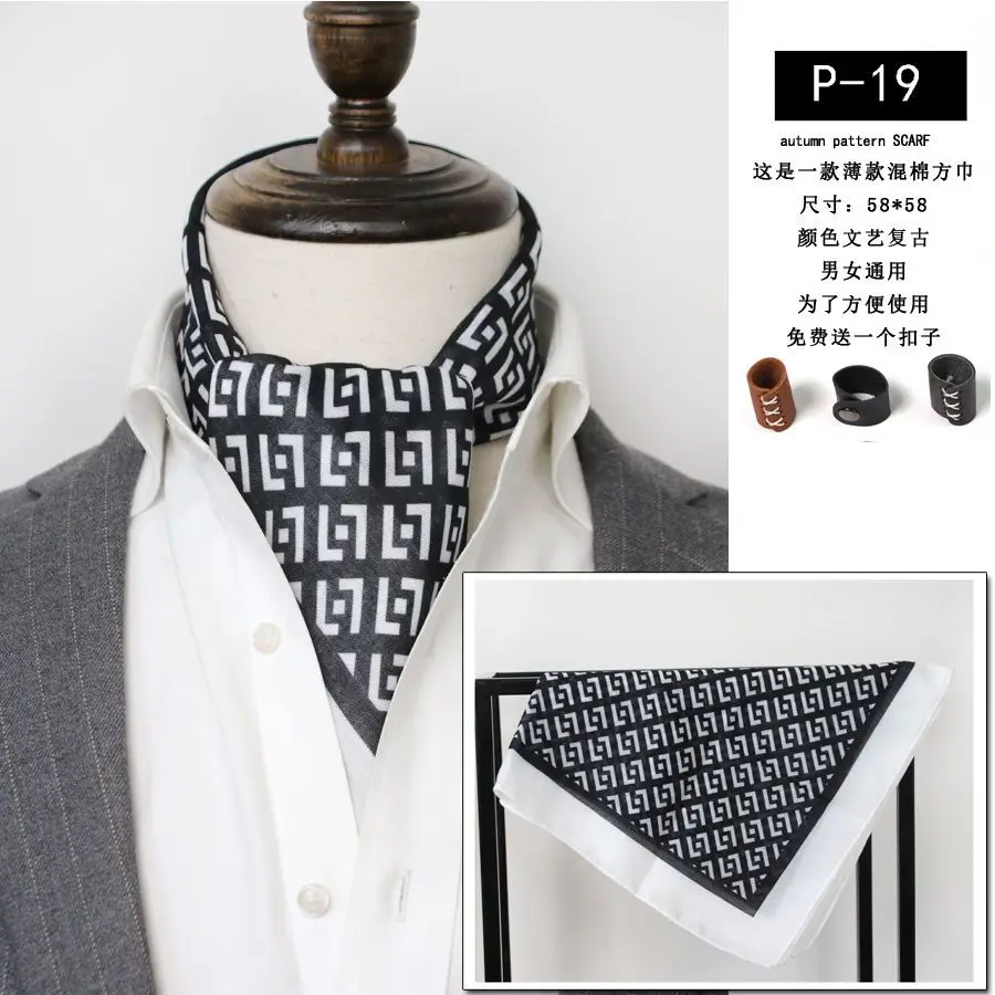 Baumwolle und Leinen Herren Künstlerischer Retro Schal Koreanischer Frühling Herbst Winter Schal Hip Hop Street Style Schal Kleines Quadratisches Handtuch – Detail 25