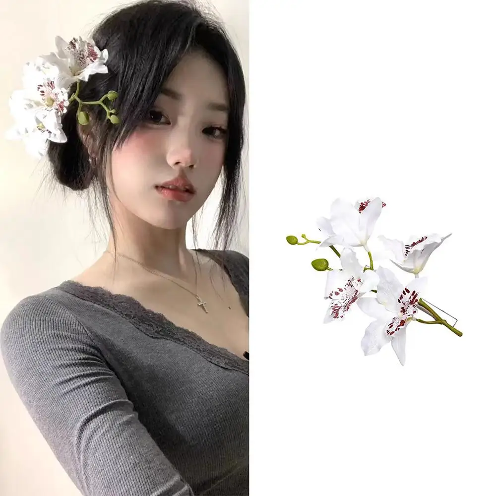 Популярные заколки для волос с цветком орхидеи и феи, искусственные цветы, заколки для волос для свадебной вечеринки, весна-лето, дорожный шиньон для женщин и девочек