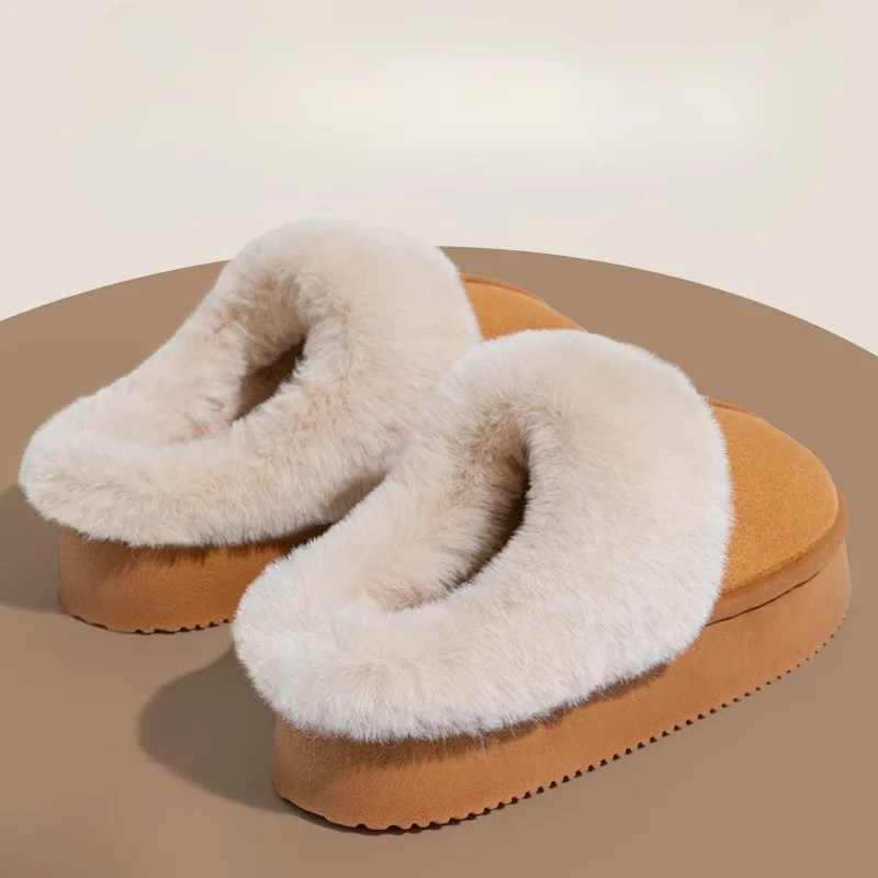 New Winter Women's Slippers Indoor Plush Lined Anti Slip Thick Sole Home Warm Cotton Shoes for Man Comfortable Fluffy Slippers