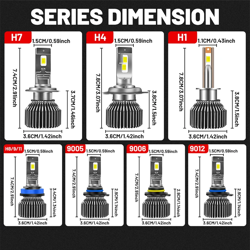 Bullvision H4 H7 LED Canbus H11 H1 H8 H9 9005 HB3 9006 HB4 9012 HIR2 LED Headlight 160W High Power 80000LM 6000K Car Headlam view 6
