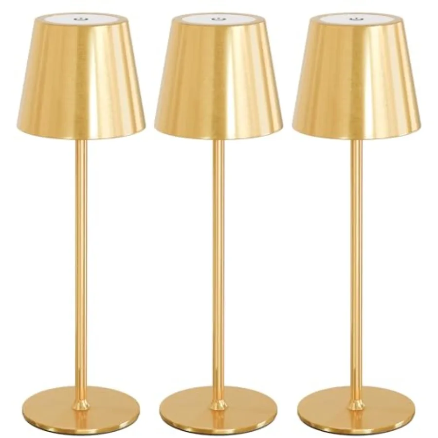 

3 Pack Cordless Table Lamp Rechargeable 5000mAH Battery Operated Lights Touch Control LED Portable Desk Lamps 3 Color Dimming f