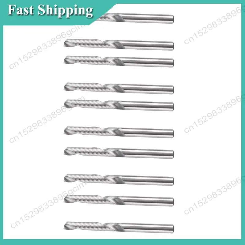 -BABQ 10 Pack CNC Router Bits 1/8 Inch Shank Spiral Upcut Router Bit Single Flute End Mill Set Milling Cutter Tungsten Steel Eng