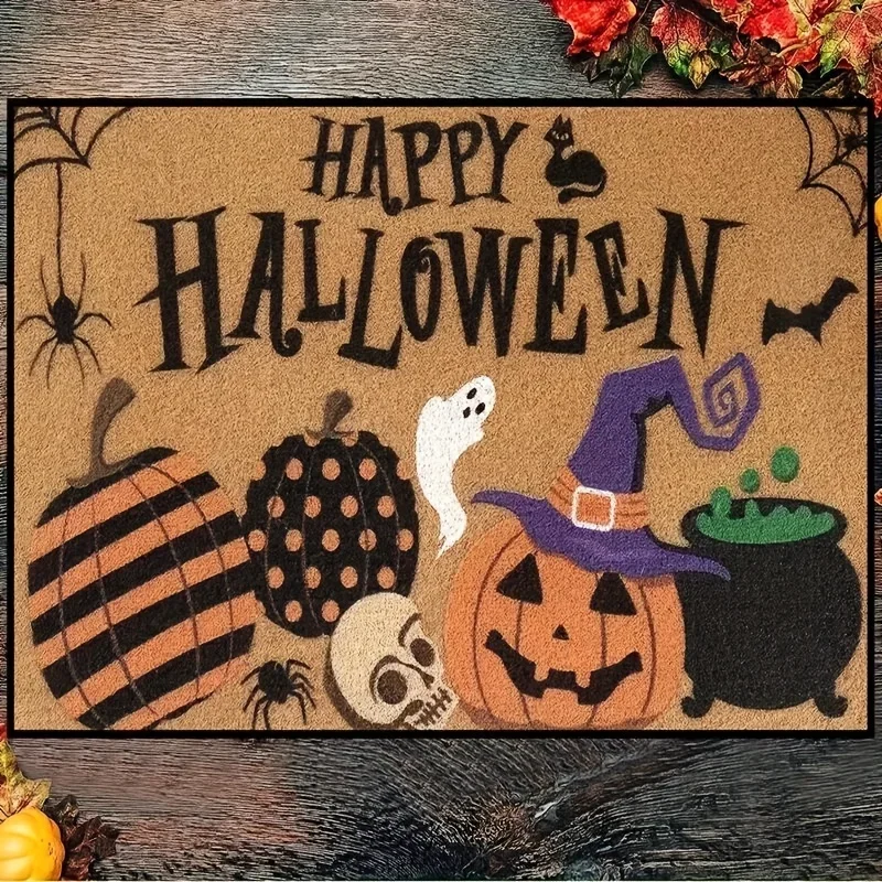 Halloween Pumpkins Floor DoorMat Entrance Flannel Carpet Waterproof Kitchen Hallway Rugs Bedroom Bathroom Non-Slip DoorMat