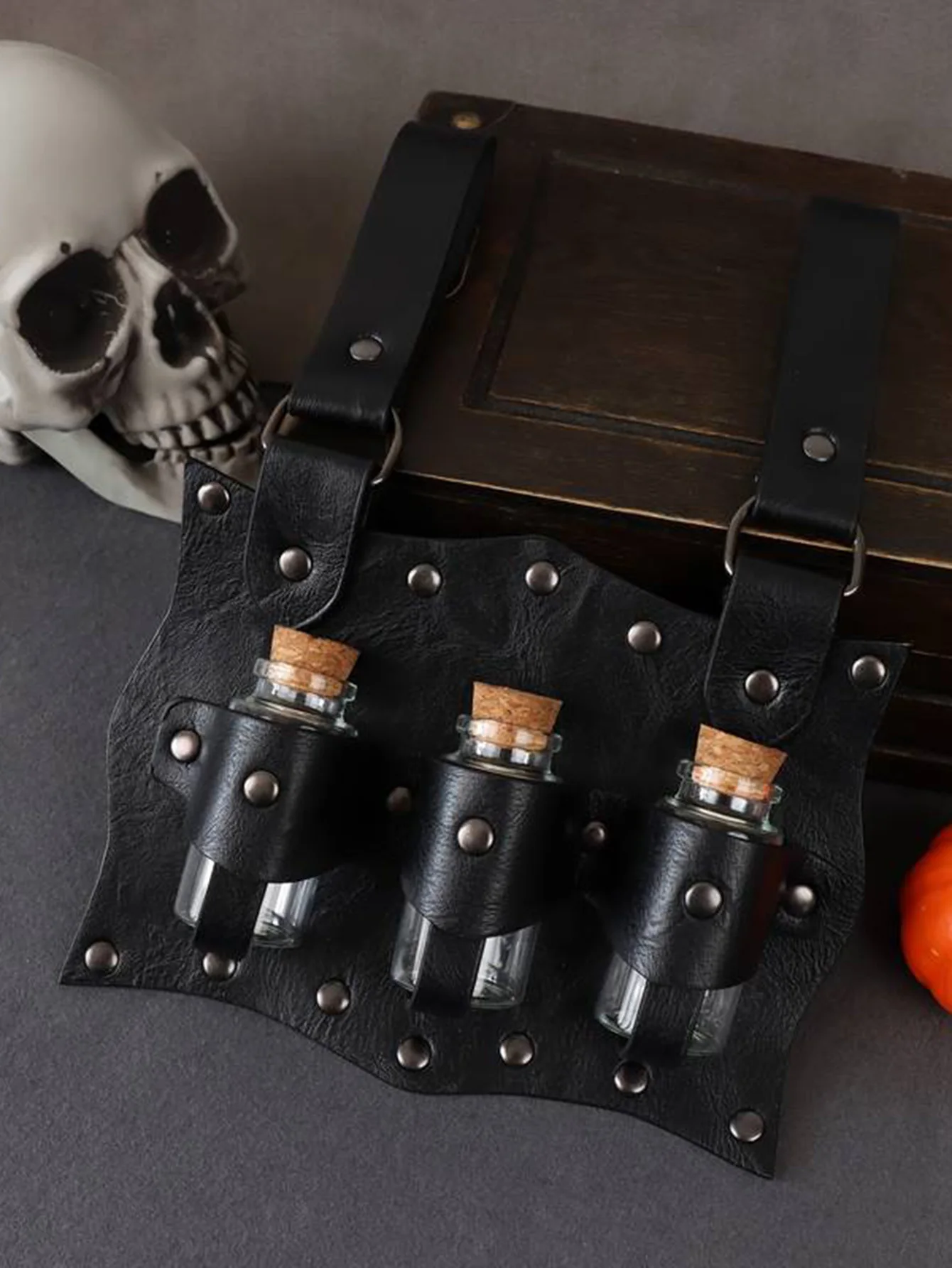 Medieval Waist Bag Renaissance Steam Glass Magic Bottle Set Retro Halloween Cosplay Wizard Witch Role-playing Costume Prop