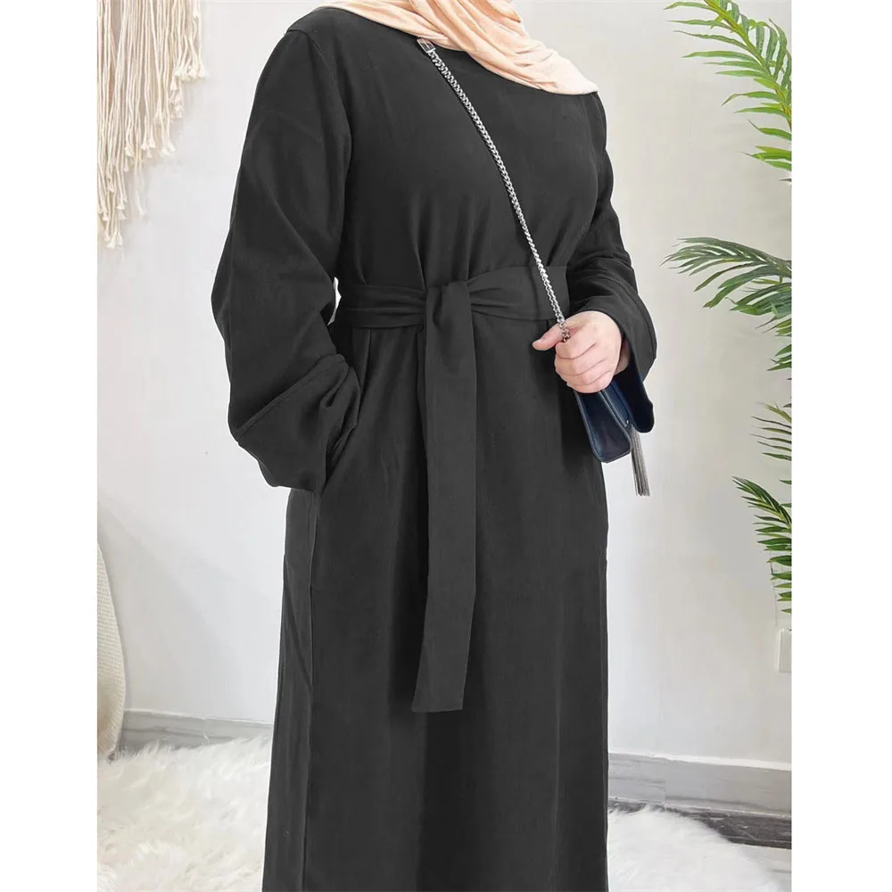 Ramadan Abaya Frauen Muslim bescheiden lässig lange Maxi kleid Truthahn arabische Kaftan Eid Islam Party Tunika Kleid Gürtel weibliche Jalabiya Robe