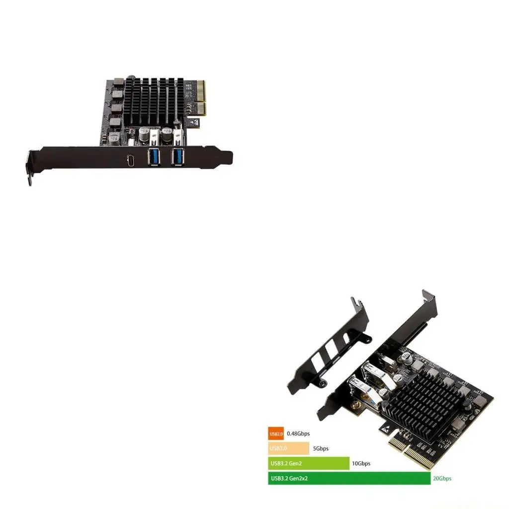 PCIe3.0X4 to USB A/UsbC Expansion Adapter Card 20Gbps Highly Speed Industrial