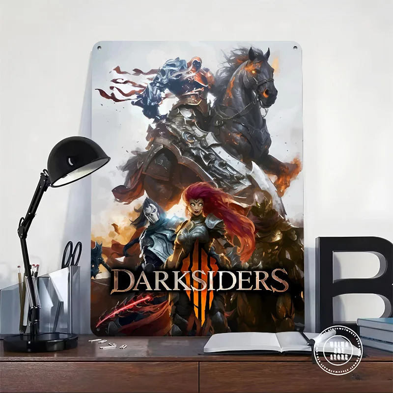 Darksiders Game Art Poster Retro 3D Printed Metal Signs Customized Wall Hanging Gift for Decoration Home Decor Items House Room