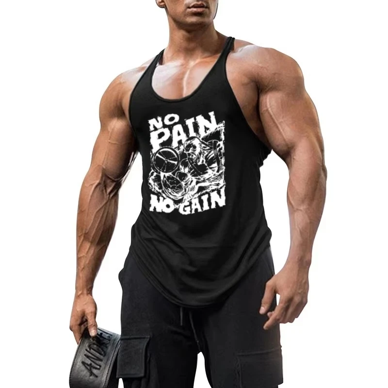 قميص رجالي مطبوع ثلاثي الأبعاد "بدون ألم ولا ربح" للياقة البدنية - سترة صيفية فضفاضة رياضية للشارع برقبة دائرية، تي شيرت للتمرين يسمح بالتهوية لصالة الألعاب الرياضية