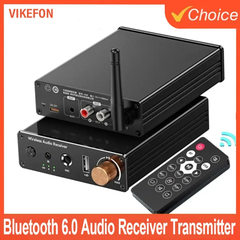 Récepteur Audio Bluetooth 6.0, Microphone 6.5MM, karaoké, musique, adaptateur sans fil, 3.5mm AUX RCA USB avec télécommande IR pour TV et PC