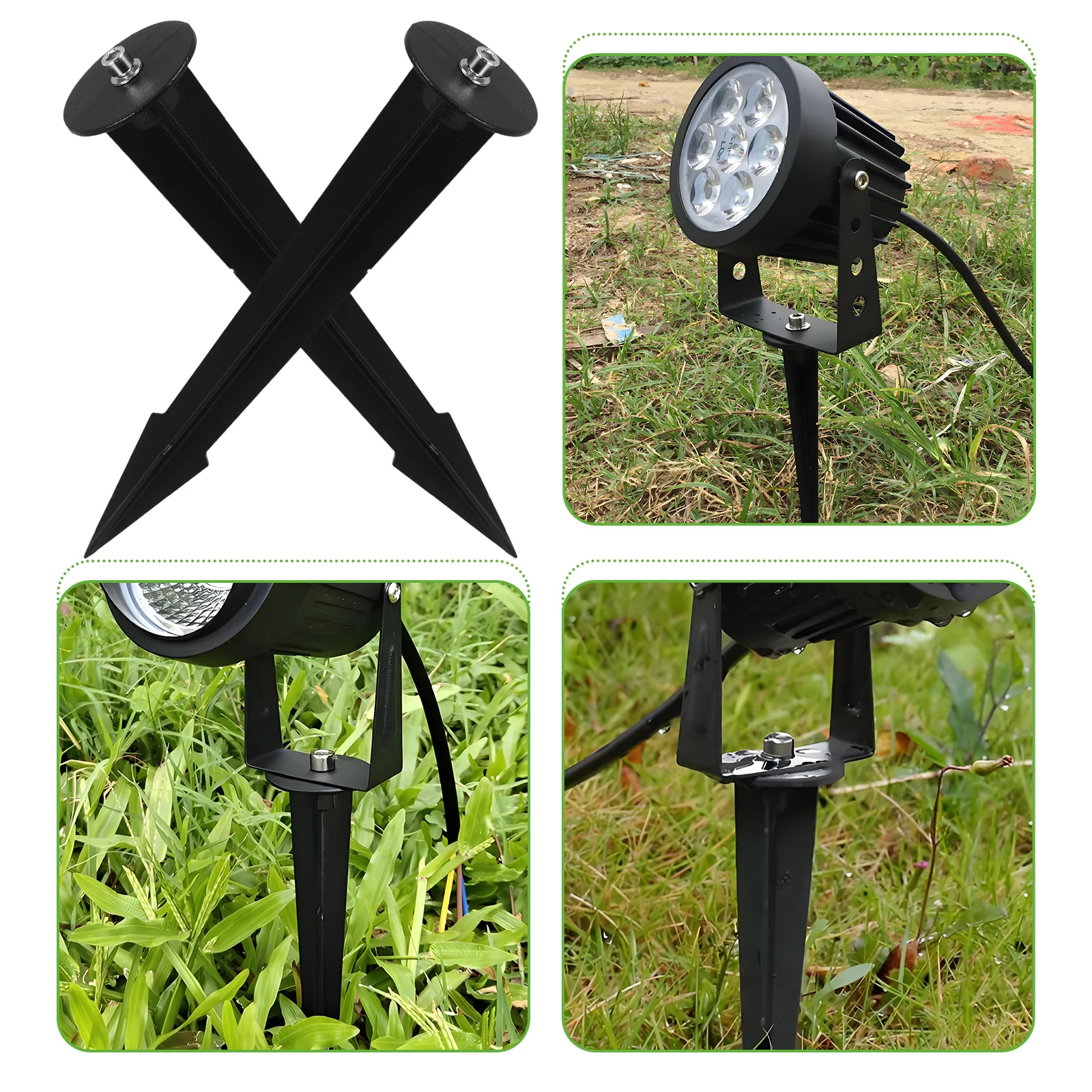 

2Pcs Long-Lasting Die-Cast Aluminum Stakes for Garden Lights Easy Installation Landscape Lighting Replacement Parts