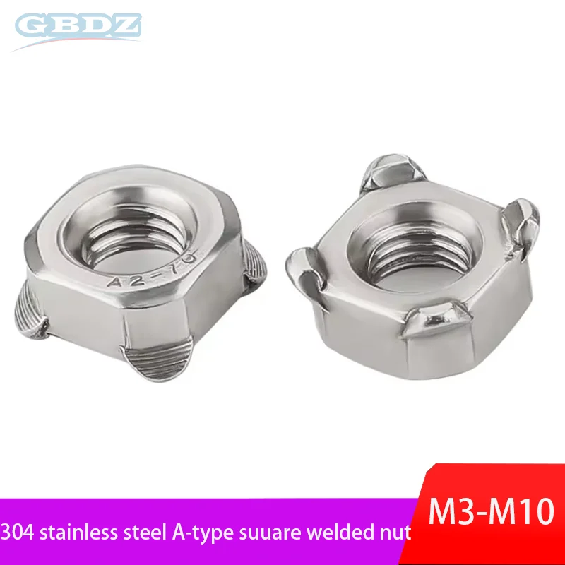 

304 Stainless Steel Square Weld Nuts Corner Spot Welding Soldering Nut M3-M10