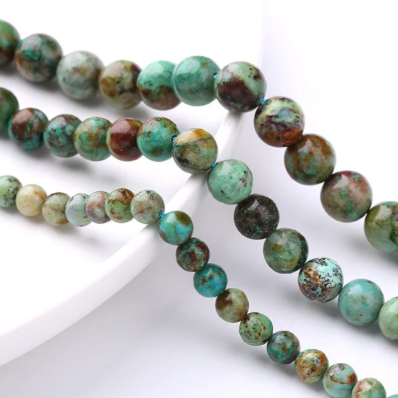 Factory Price Natural Stone African Turquoises Round Loose Beads 15''  4 6 8 10 mm For Jewelry Making DIY Bracelet Accessories image 4