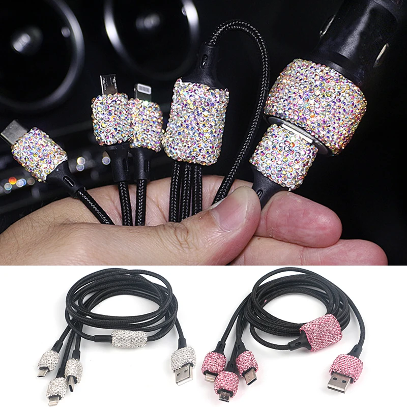 Car Charger Diamond-mounted Car Phone Safety Hammer Charger Dual USB Fast-Charged Diamond Car Phone Aluminum Alloy Charger