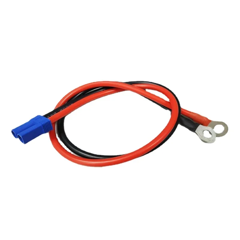 

10AWG Pure Copper Car Battery Jumper Cable, 5.3mm², 8.3mm Copper Nose O-Type Terminal To EC5 Female Plug