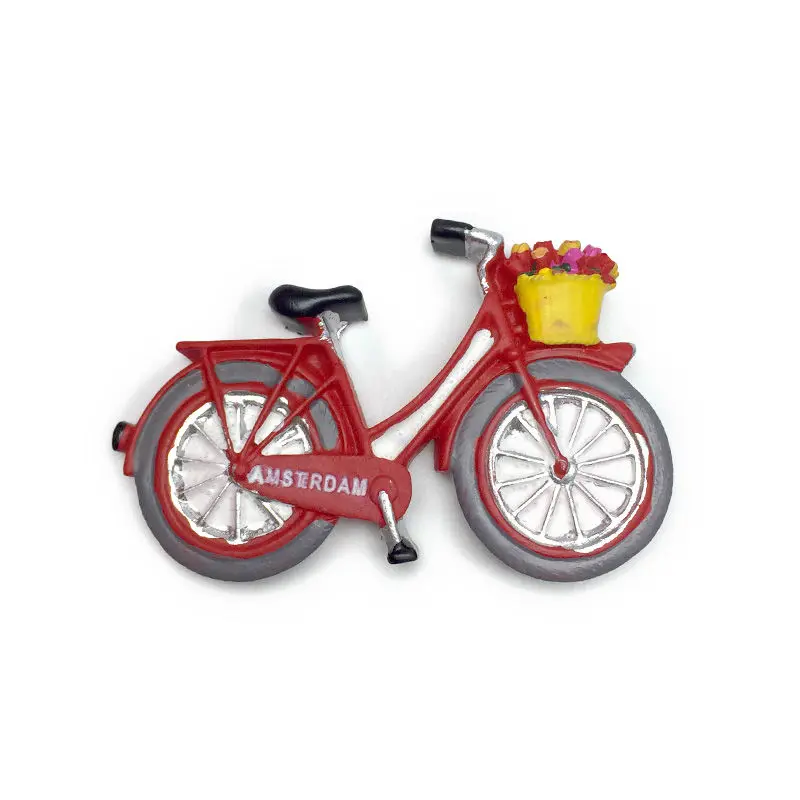 

Amsterdam, Netherlands Creative Tulip Red Bicycle Magnetic Fridge Magnet3dTravel Souvenir Crafts