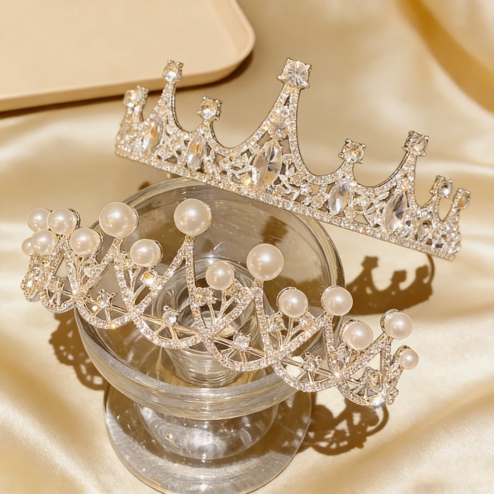 2pcs Silver Clear Rhinestone Hair Crown Pearl Accents Intricate Filigree Design Elegant Weddings Charming Timeless Accessories!