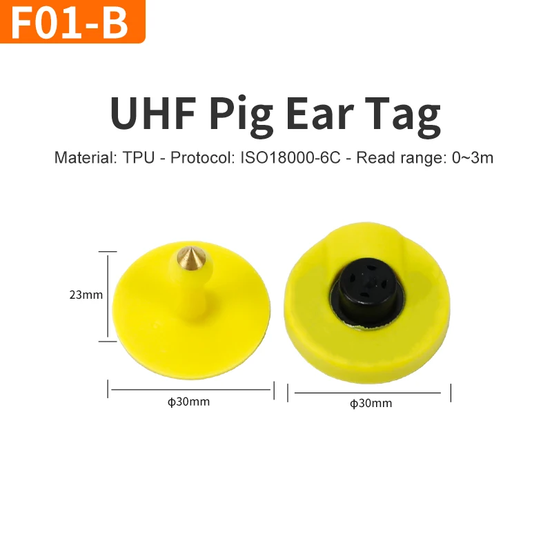 10pcs Pig Ear Tag 30mm Size Livestock Management UHF / LF RFID 860~960Mhz/ 134.2Khz Animal Ear Tags for Pig Farm