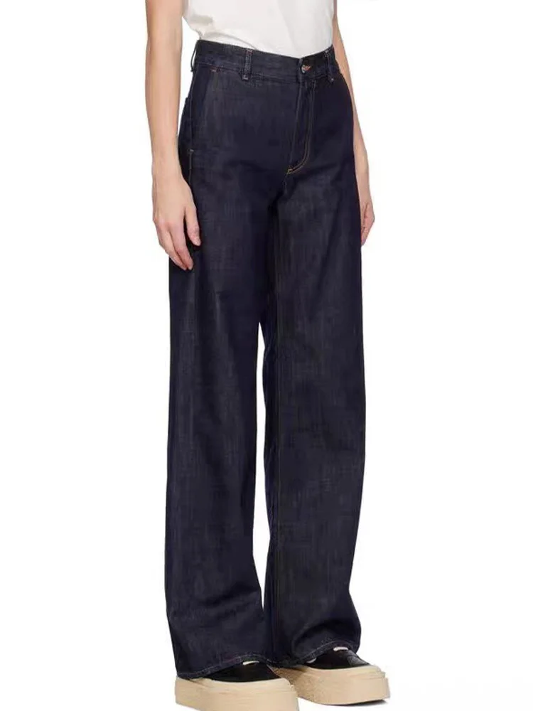 Jean rétro taille haute à jambes larges pour femme, pantalon à jambes droites, en coton extensible, Denim, printemps 2025, Faion rétro Sle