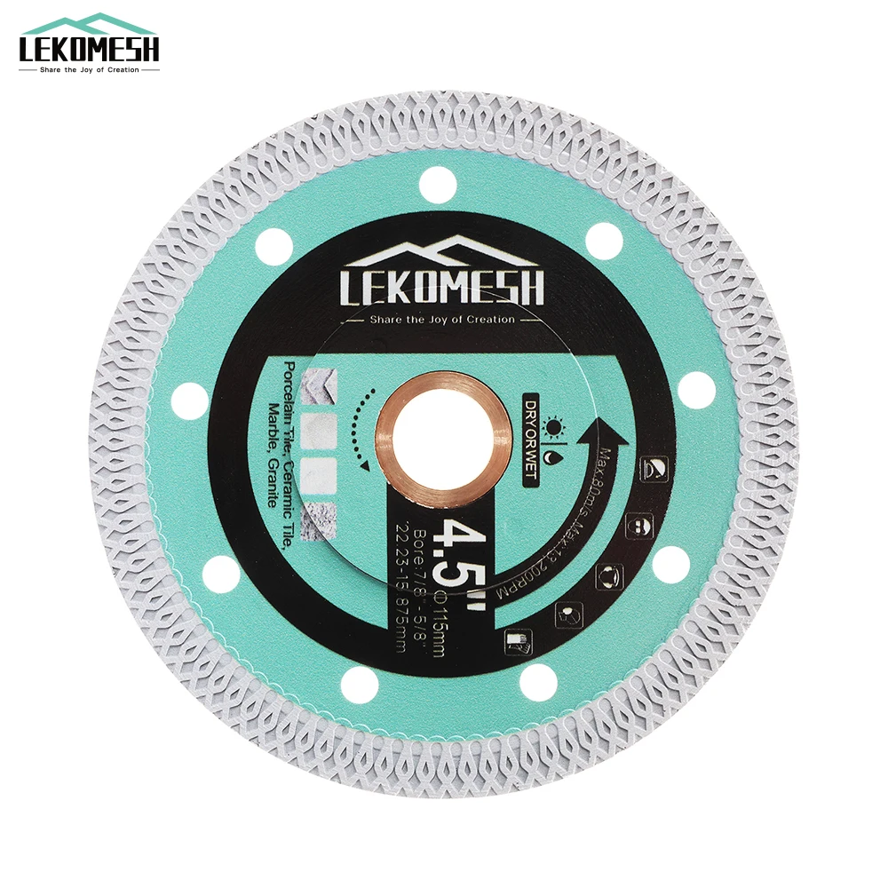 LEKOMESH 1pc Dia115mm Diamond Cutting Disc X Mesh Turbo Ceramic Porcelain Tile Marble Dry Cutting Saw Blade Circular Saw