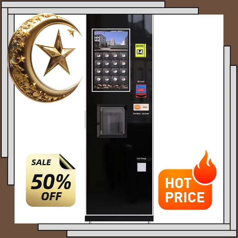 Customized Full-Automatic Commercial Usage  Hot Coffee Espresso Machine with Stirrer with Card Reader Coin Bill Payment System