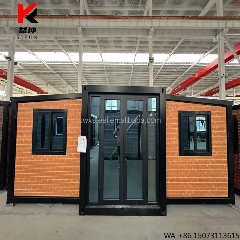 Aesthetic Flat Roof Double Wing Expandable Container House Luxury Prefabricated Modular With Bathroom 2 3 Bedroom Villa