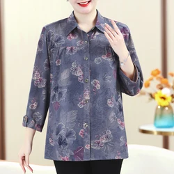 Oversize Elegant Shirts for Women Long Sleeve Top Elegant 2024 Loose Female Blouses Vintage Middle-aged Women's Clothing