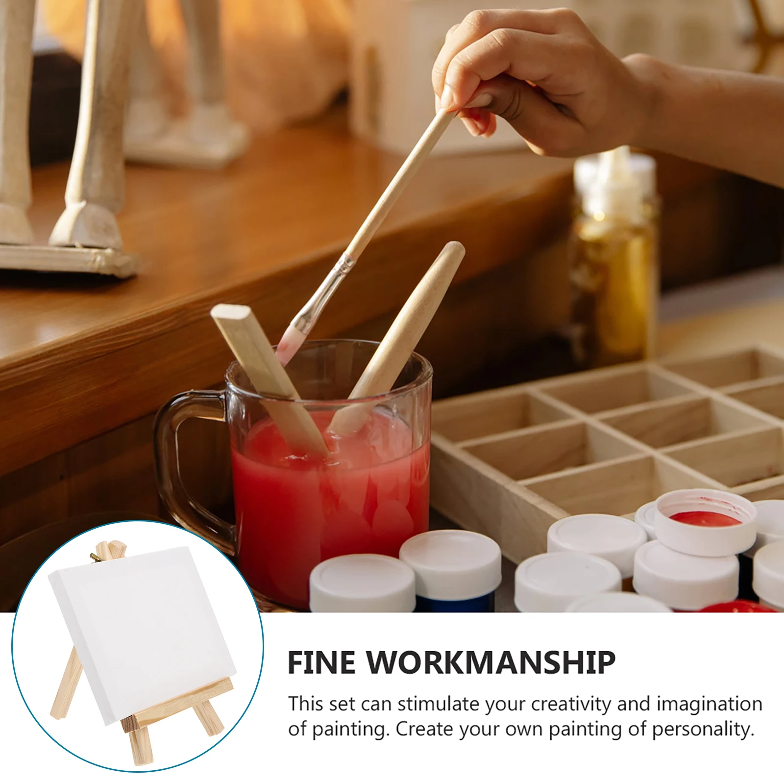 

Wooden Easel Mini Canvas Painting Kit Picture Stands for Display Easels Tabletop Small Panel