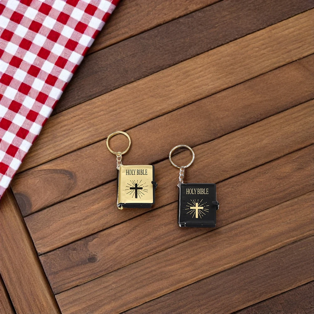 

12pcs Bible Keychain Mini Book Hanging Decoration Bag Ornament Pendant Books Plastic Iron Material Lightweight Compact Design