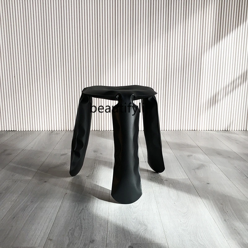 Modern Balloon Stool Blowing Creative Personality Low Stool   Minimalist Stainless Steel Color Shoe Changing Stool Metal